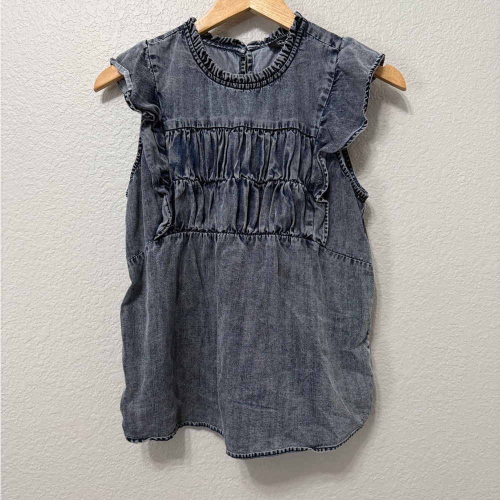 Rails Denim Ruffle Sleeve Top